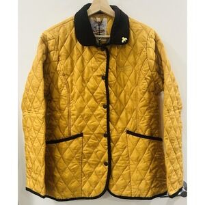 NWT John Partridge Quilted Jacket Womens Snap Closure Claret Yellow Moorland - L